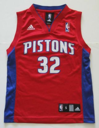 S Youth Boys Adidas Richard Hamilton Detroit Pistons Basketball Jersey Red Euc