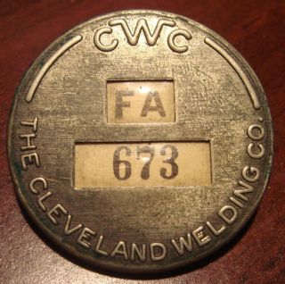 Vintage The Cleveland Welding Co.  Employee Badge Cwc