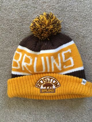 Boston Bruins 47 Brand Knit Beanie Hat W/ Pom Pom Winter Snow Ski