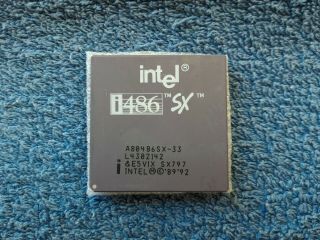 Intel I486 Sx A80486sx - 33 Sx797 Socket 3 Cpu 33mhz Vintage Ceramic Processor