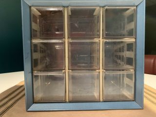 Rare Vintage Akro - Mils 9 Drawer Metal Cabinet Parts Bin Storage