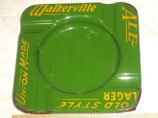 Vintage Walkerville Ashtray Old Style Lager,  Ale - Union Made - Enamel On Metal
