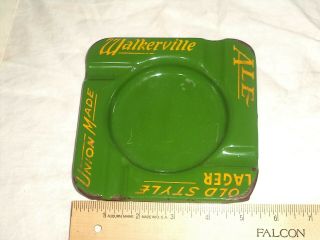 Vintage Walkerville Ashtray Old Style Lager,  Ale - Union Made - Enamel on Metal 2