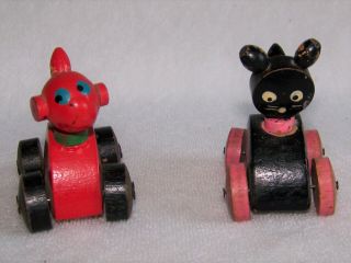 Vintage [ Halloween Wooden Cat & Dog Hand Painted ]