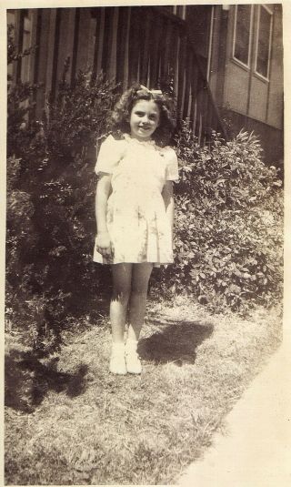 Vintage Old 1945 Photo Of A Pretty Little Girl Named Charlene Mack Cute Dress