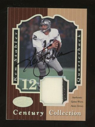 2000 Leaf Certified Century Ken Stabler Raiders Game Patch Auto /21