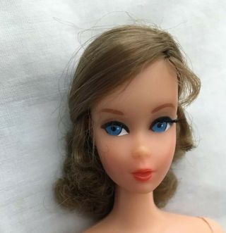 Vintage Mod Talking Barbie Brunette Nape Curl Eyelashes Bend Leg Mute Doll