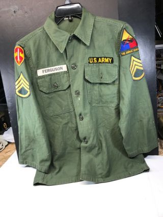 Us Army Vietnam Ranger Sateen Og - 107 Uniform Fatigue Shirt.  Vintage