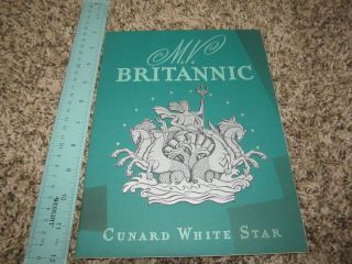 Vintage Cunard Lines Cruise Ship White Star Britannic Brochure