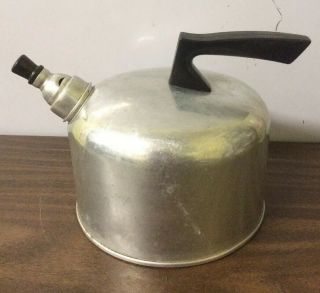 Vtg Aluminum Tea Kettle Stove Top Whistling Teapot