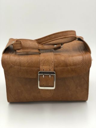 Vintage Samsonite Soft Carry On Shoulder Bag Train Makeup Case Brown Leather