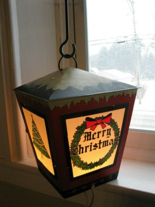 Vintage Poloron Christmas Holiday Coach Lantern Light W Box Lamp Bracket