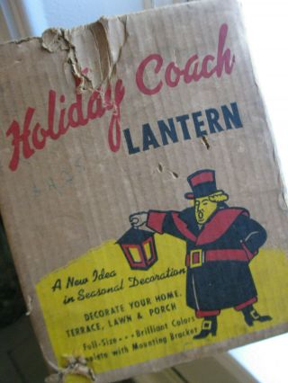 Vintage Poloron CHRISTMAS HOLIDAY COACH LANTERN Light w Box Lamp Bracket 3