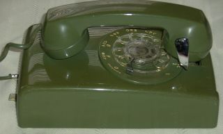 Vintage Rotary Wall Phone Green Western Electric Bell System 554ab