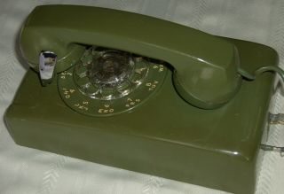 VINTAGE ROTARY WALL PHONE GREEN WESTERN ELECTRIC BELL SYSTEM 554AB 2