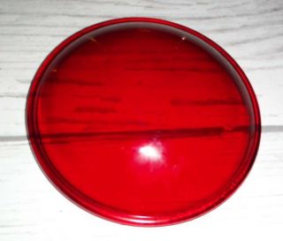 Vintage Red Kliegl Stage Lighting 5 1/2 " Convex Colored Glass Rondel Lens