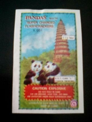 3 X Vintage Firecracker Pack Labels Pandas All Labels Are And Rare