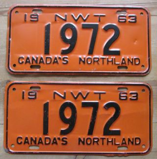 Northwest Territories 1963 License Plate Pair - Quality 1972