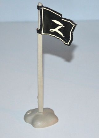 Vintage 1950s Marx Zorro Playset Tin Flag With Pole & Stand
