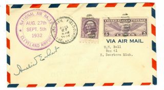 Pilot Amelia Earhart Signed Cover 1932 Cleveland National Air Races