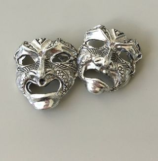 Vintage double face mask Brooch pin 2