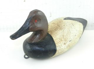 Miniature Hand Carved & Painted Bbd Back Bay Wood Canvasback Duck Decoy S10
