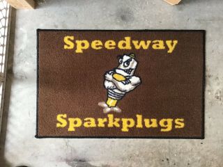 Vtg 80s Speedway Spark Plugs Garage Entry Porch Floor Trapper Mat Rug 19” X 29”