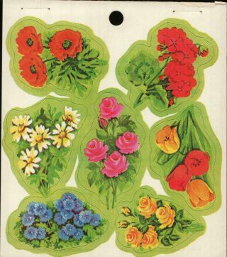 Rare Scratch & Sniff Vintage Stickers Small Sheet Flowers Standard Publishing