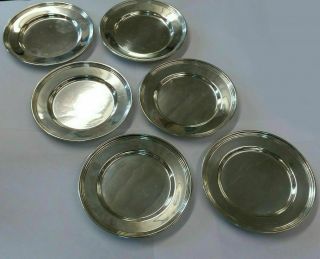 Set Of 6 Sterling Silver Bread & Butter Plates Or Wine Coasters 223.  75g 5
