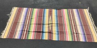 Vintage Finely Woven Wool Mexican Saltillo Serape Blanket Rug 36 " X 78 "