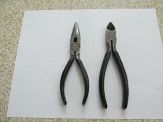 Vintage Craftsman Made In Usa 6 " Diagonal Cutting Pliers & Needle Nose Pliers