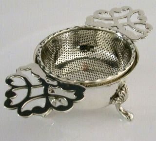 English Sterling Silver Tea Strainer And Drip Bowl Stand 1963/4