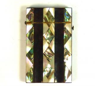 Antique 19th Century Mother Of Pearl Abalone Card Case E