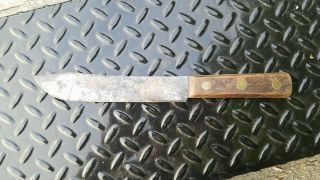 Vintage 7 " Carbon Steel Butcher Knife 11.  5 " Long Tight Patina