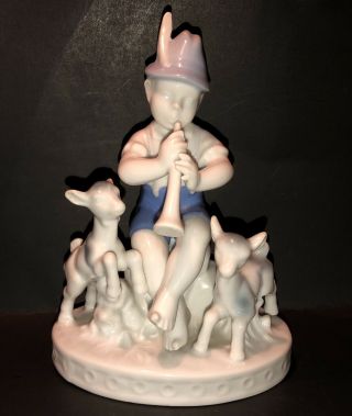 Vintage Gerold Porzellan Bavaria Porcelain Figurine Boy And Goats W.  Germany