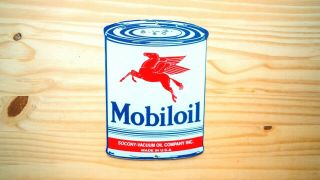 Vintage Mobiloil Socony - Vacuum Oil Co Porcelain Enamel Sign Die Cut Gas Lubester