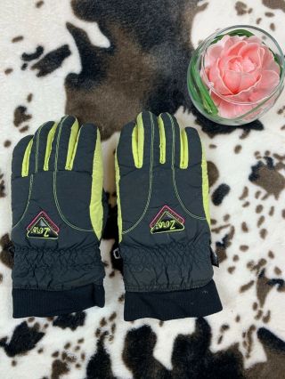 Vintage Zero Neon Yellow Goretex Adult Medium Ski Gloves Thermoloft