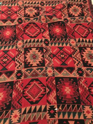 Goodwin Weavers Vintage Fringed Throw Blanket Southwest / Aztec Design 48 