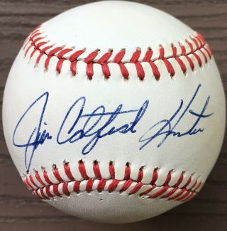 Jim " Catfish " Hunter Signed/auto Oal Baseball Jsa Hof/a " S/yankees