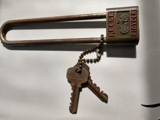 Vintage Reese Brass & Steel Bicycle Lock With 2 Keys / Perfectly