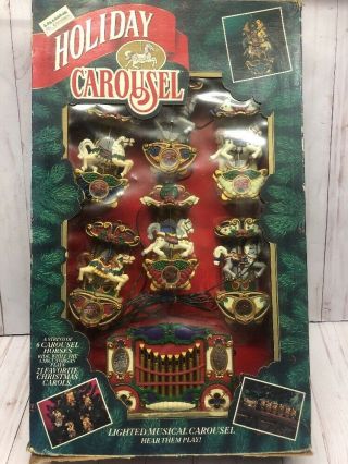 Vintage Mr.  Christmas Holiday Carousel Lighted Musical Ornaments 21 Carols 1992
