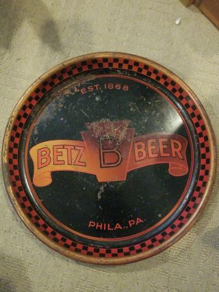 VINTAGE BETZ BEER - BREWING PIE PAN METAL 13 