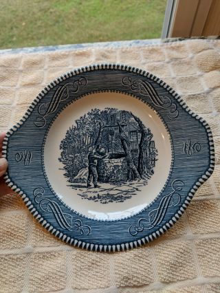 Vintage Currier And Ives Royal China Blue & White Under Plate Usa