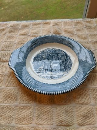 Vintage Currier and Ives Royal China Blue & White Under Plate USA 3