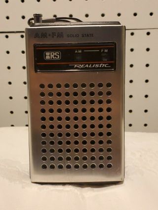 Vtg RS Realistic AM FM Solid State Pocket Hand Held Radio 12 - 609A Great 2