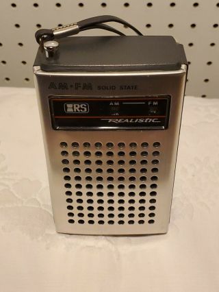 Vtg RS Realistic AM FM Solid State Pocket Hand Held Radio 12 - 609A Great 3