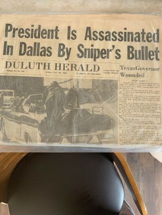 Vintage John F Kennedy Jfk Assassination Newspaper November 26,  1963