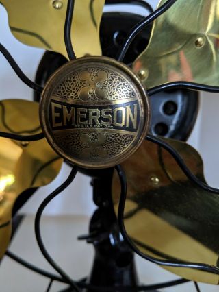 Antique Electric Fan Emerson 1922 12 Inch Brass Blade running 3 speed oscillato 2