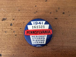 Vintage 1941 Pennsylvania Fishing License