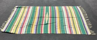 Vintage Finely Woven Wool Mexican Saltillo Serape Blanket Rug 47 " X 81 "